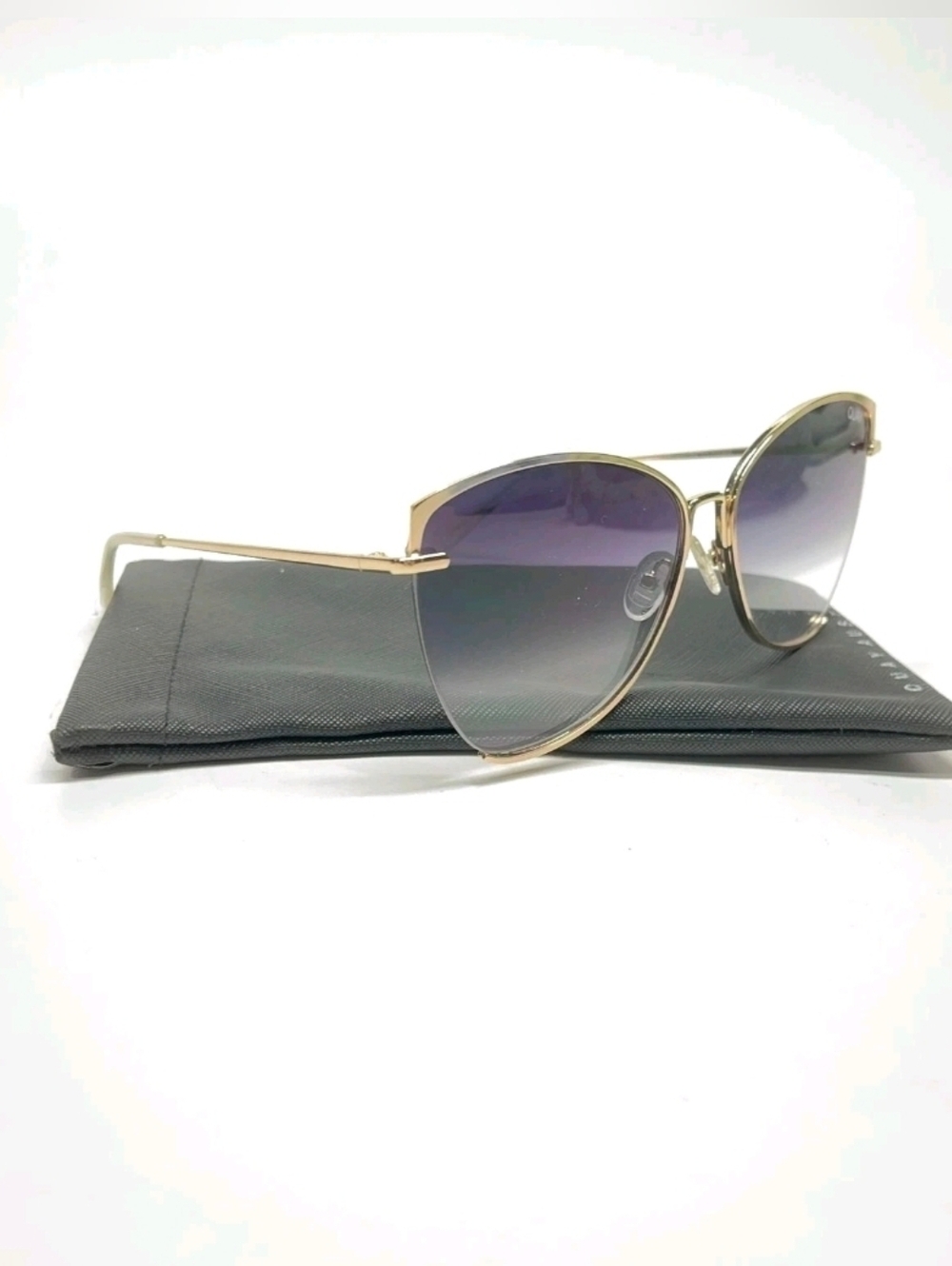 Quay Australia Dusk To Dawn Cateye Sunglasses Gold Blue